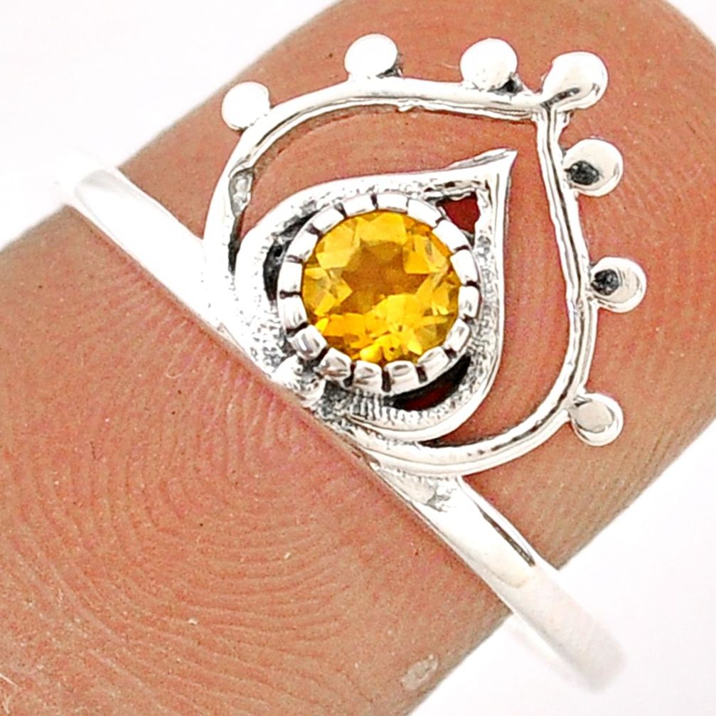 0.40cts solitaire natural yellow citrine 925 silver heart ring size 8.5 t83989