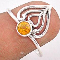 0.37cts solitaire natural yellow citrine 925 silver heart ring size 7.5 t84016