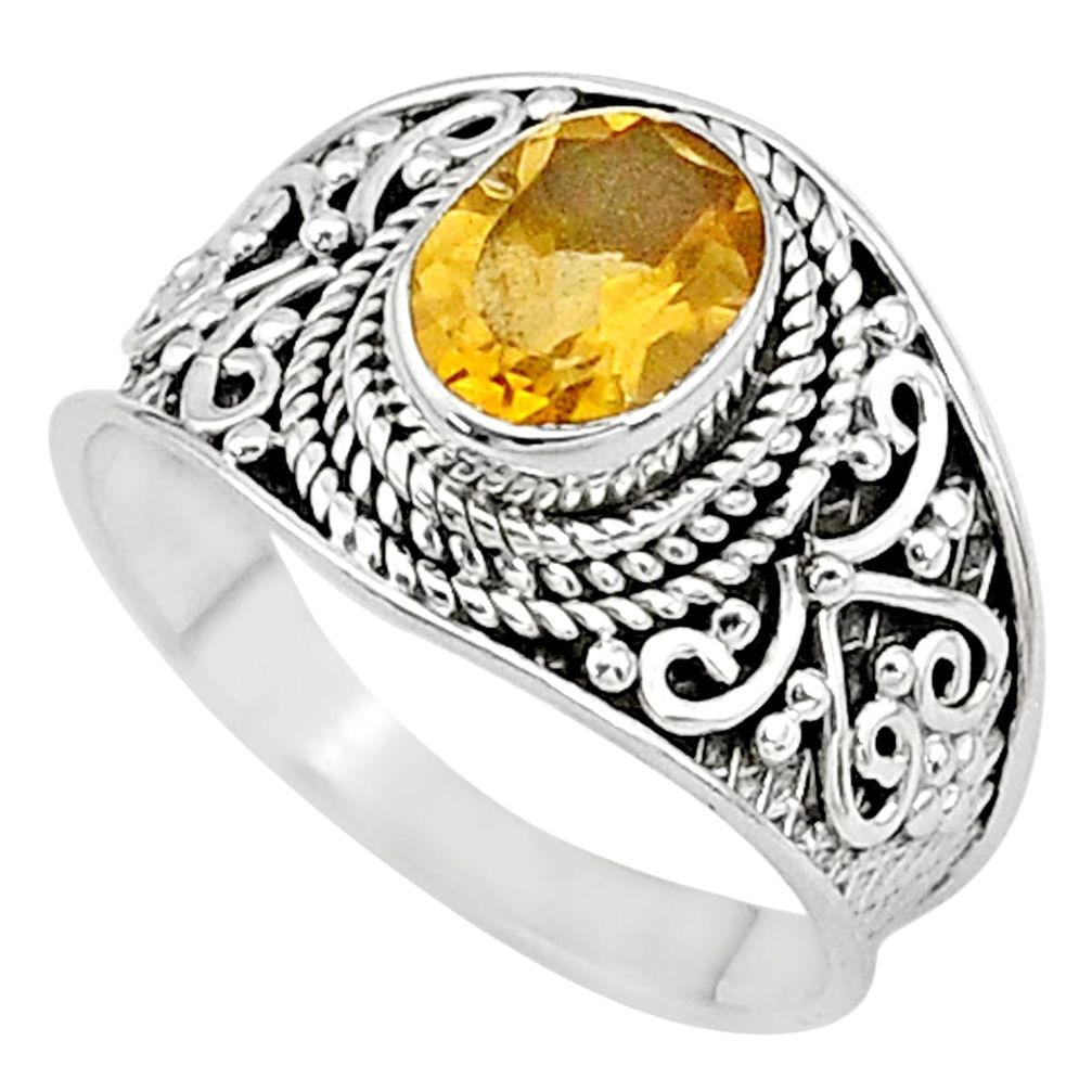 2.17cts solitaire natural yellow citrine 925 silver ring jewelry size 7.5 t10121