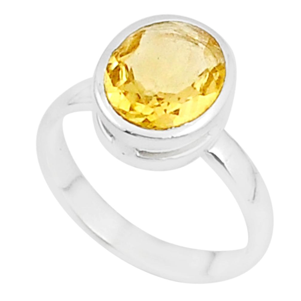 4.84cts solitaire natural yellow citrine 925 silver ring jewelry size 8.5 u27910