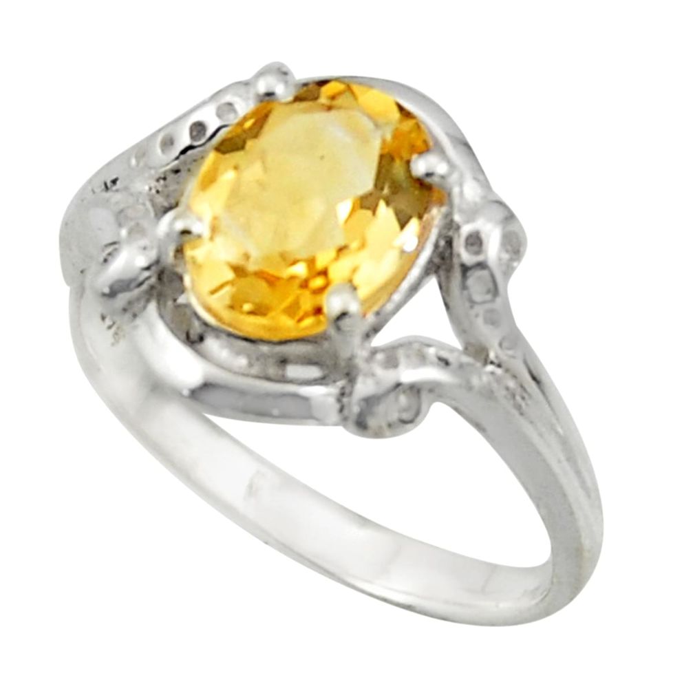 3.31cts solitaire natural yellow citrine 925 silver ring size 7.5 r41904