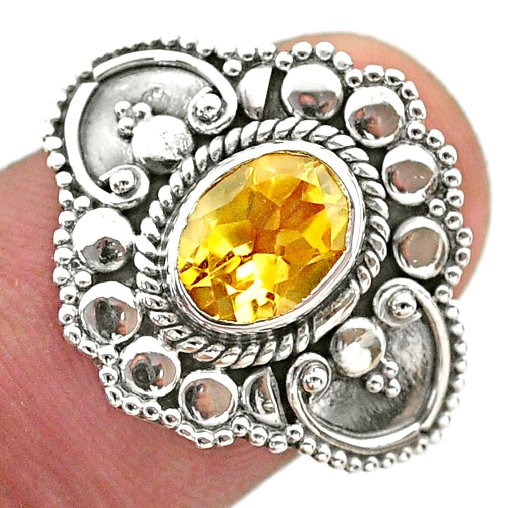 1.81cts solitaire natural yellow citrine 925 silver ring size 7.5 t46141