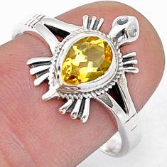 1.41cts solitaire natural yellow citrine 925 silver tortoise ring size 9 d50786