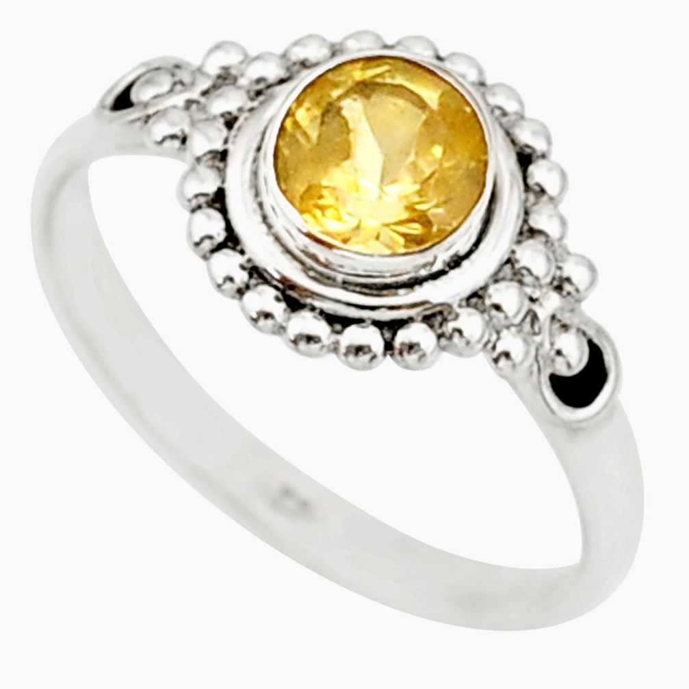 0.90cts solitaire natural yellow citrine 925 sterling silver ring size 6 r87319