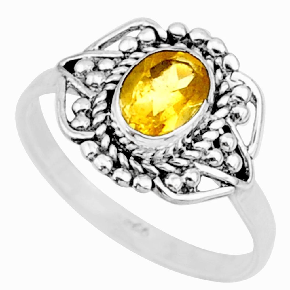1.57cts solitaire natural yellow citrine 925 sterling silver ring size 6 r87321