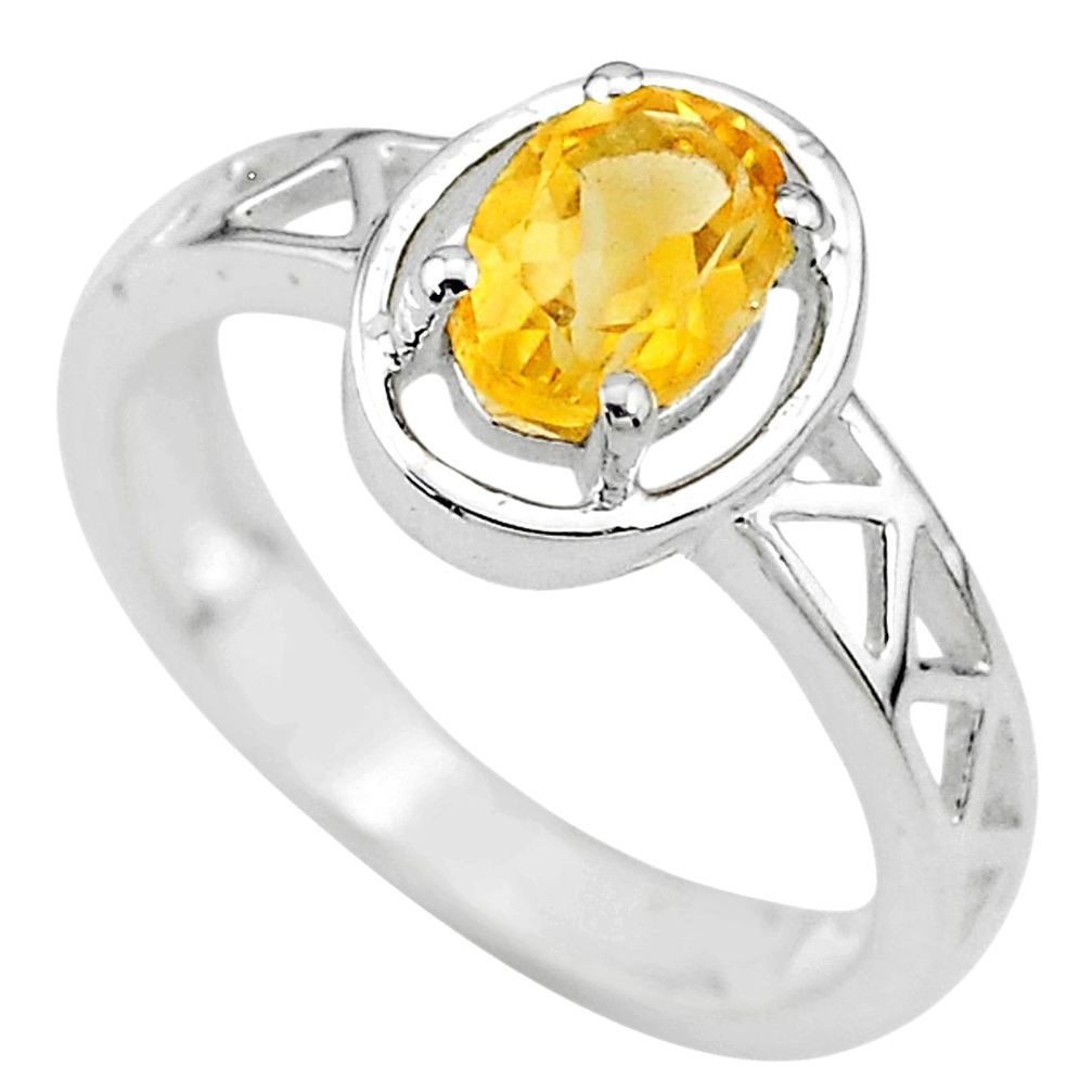 1.51cts solitaire natural yellow citrine 925 sterling silver ring size 6 t8029