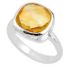 4.89cts solitaire natural yellow citrine 925 sterling silver ring size 6 t85025