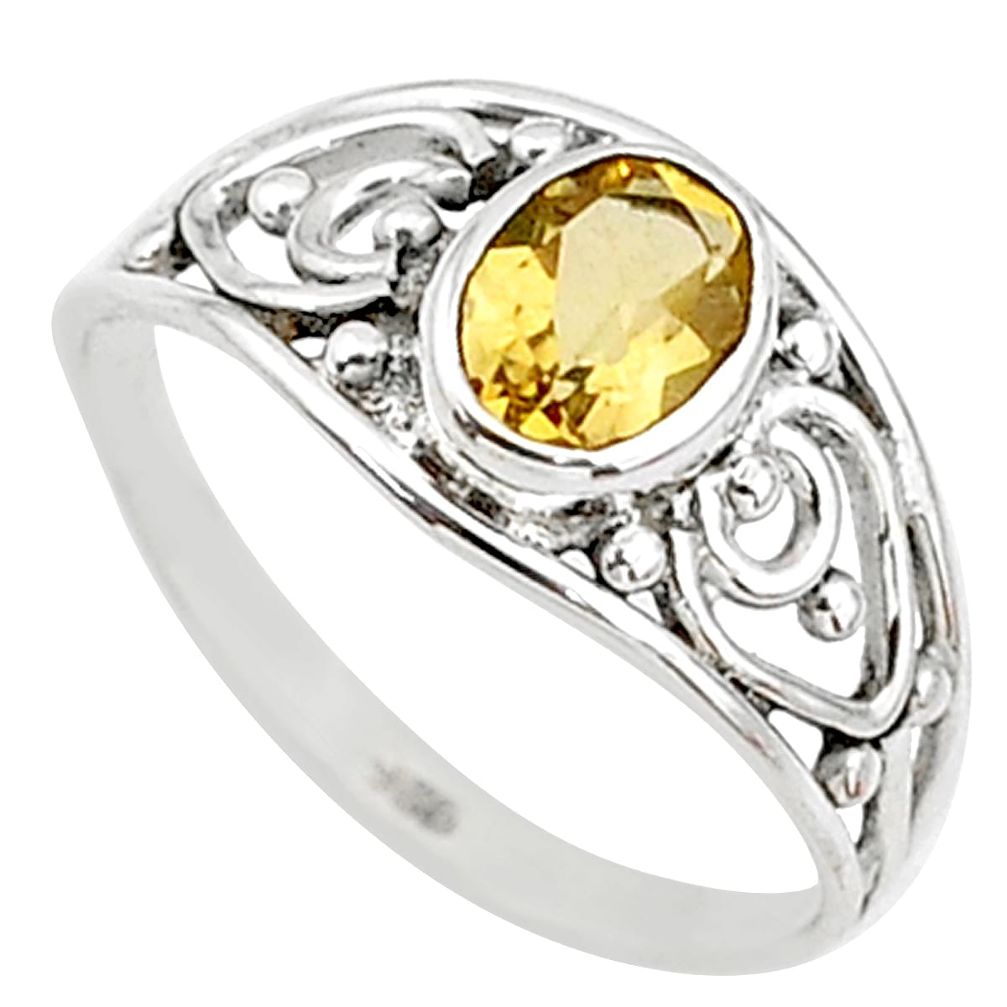 1.32cts natural yellow citrine 925 silver graduation handmade ring size 6 t9375