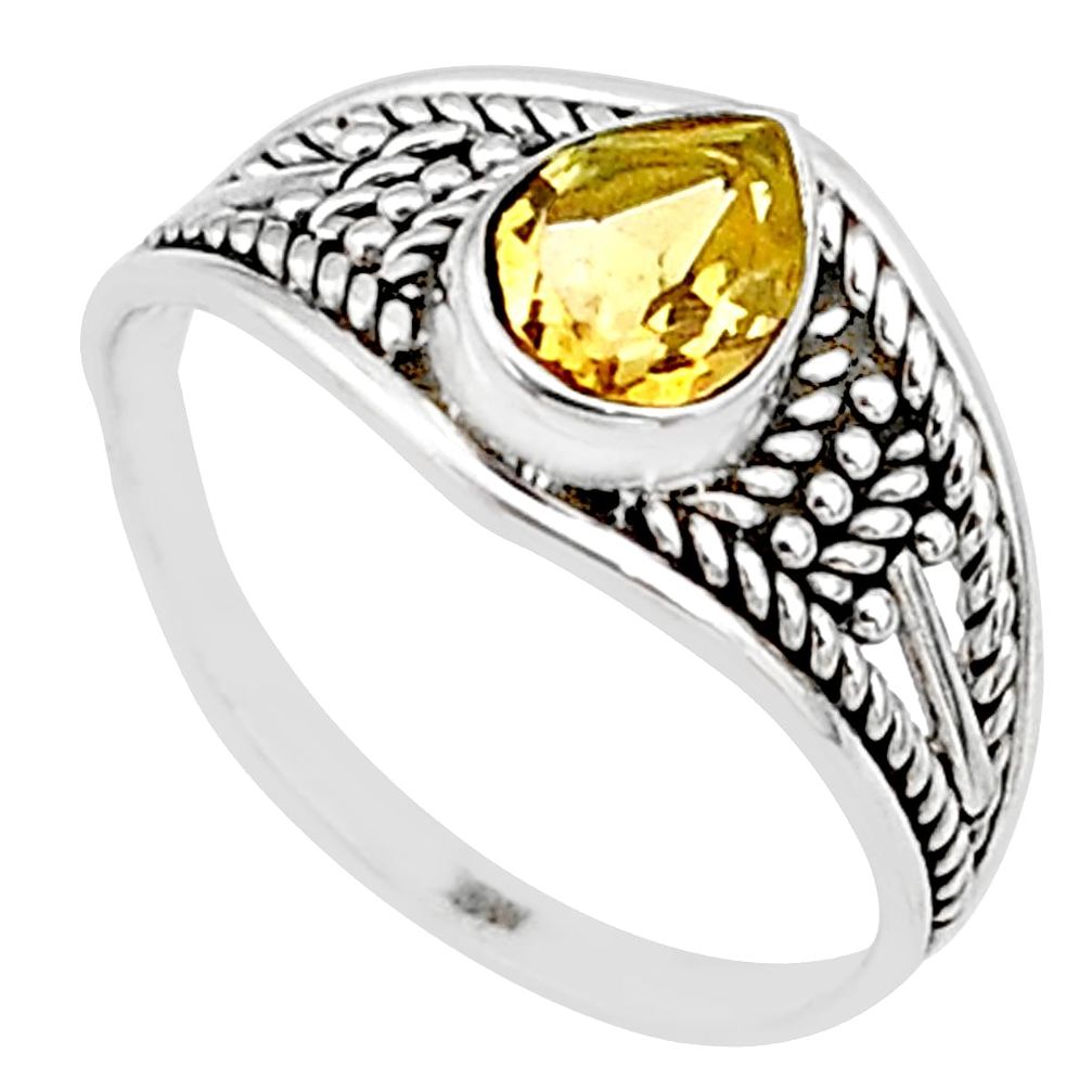 1.30cts natural yellow citrine 925 silver graduation handmade ring size 6 t9548