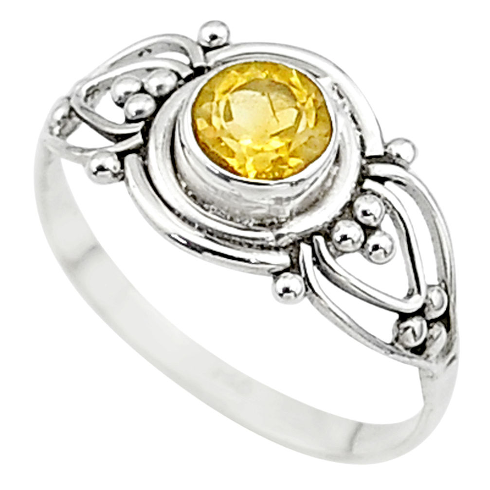0.74cts natural yellow citrine 925 silver graduation handmade ring size 6 t9602