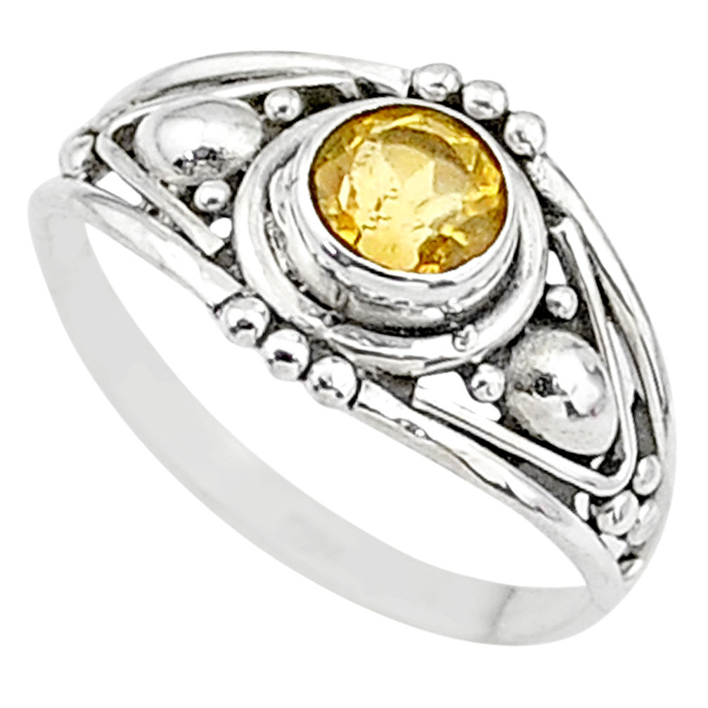 0.90cts natural yellow citrine 925 silver graduation handmade ring size 6 t9665