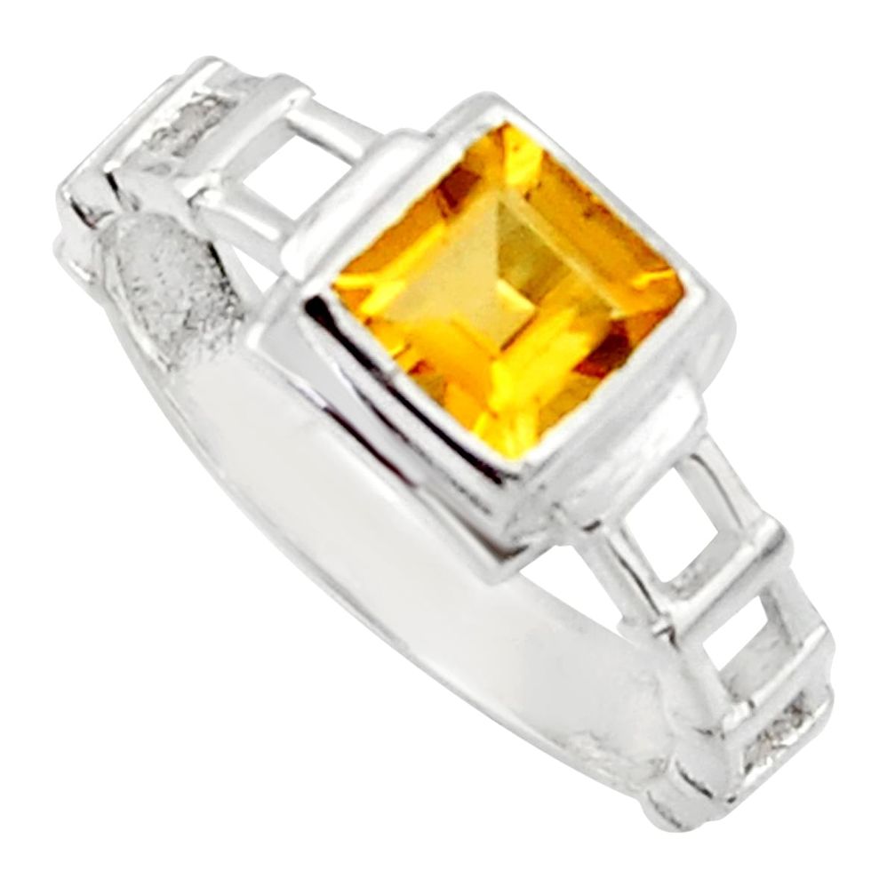 1.32cts solitaire natural yellow citrine 925 sterling silver ring size 7 r40607