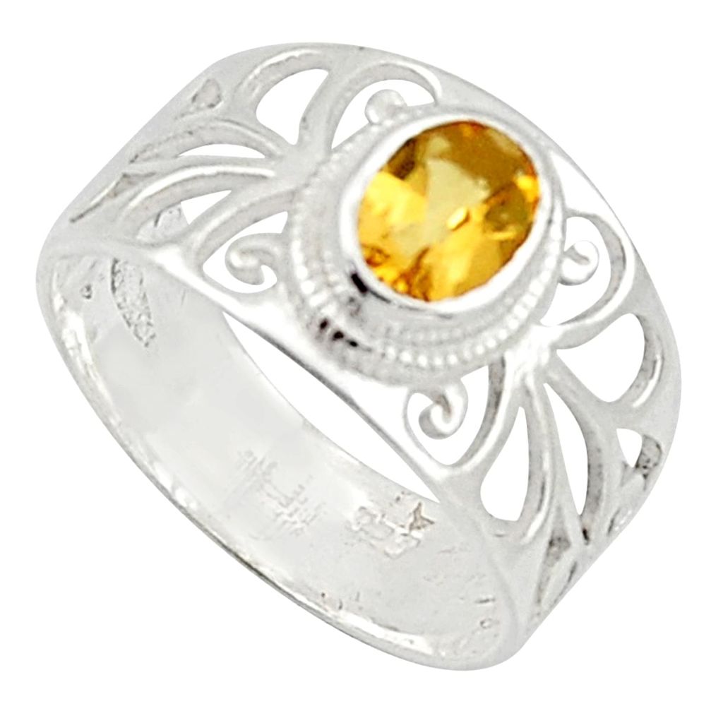 1.73cts solitaire natural yellow citrine 925 sterling silver ring size 7 r40832