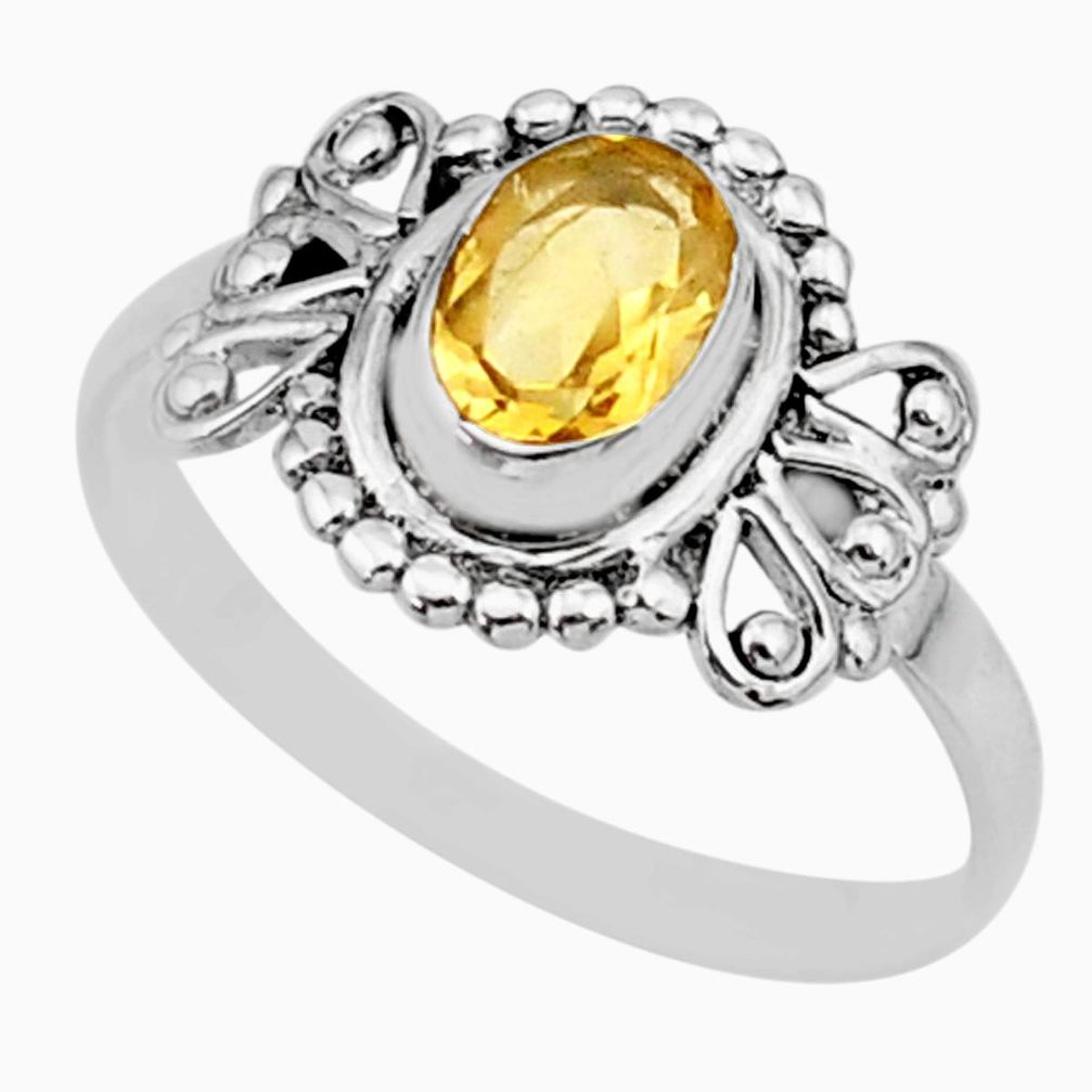 1.48cts solitaire natural yellow citrine 925 sterling silver ring size 7 r87263