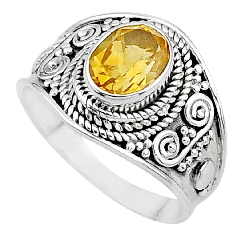 2.18cts solitaire natural yellow citrine 925 sterling silver ring size 7 t10125