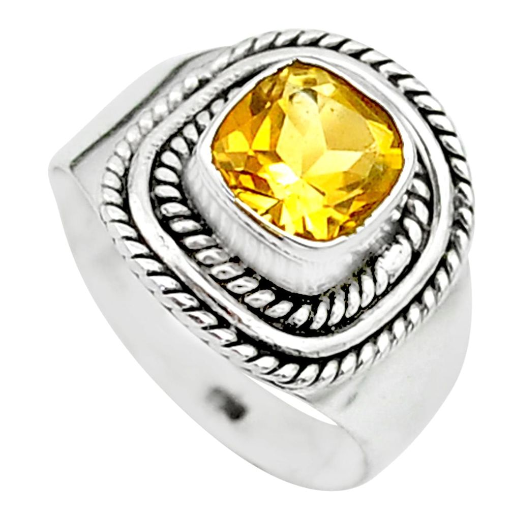 2.61cts solitaire natural yellow citrine 925 sterling silver ring size 7 t23250