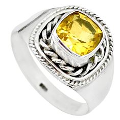 2.44cts solitaire natural yellow citrine 925 sterling silver ring size 7 t23265