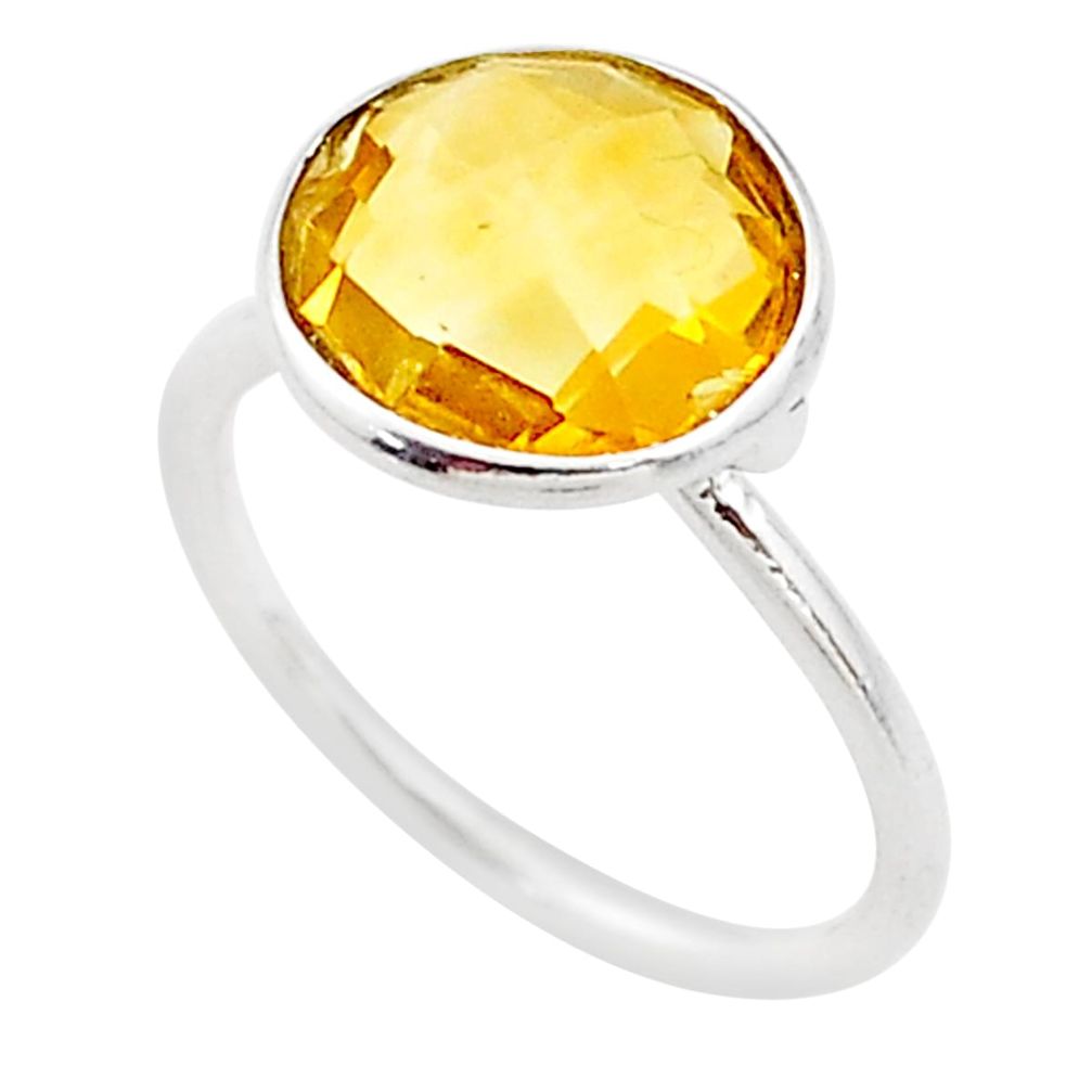 4.16cts solitaire natural yellow citrine 925 sterling silver ring size 7 t70575