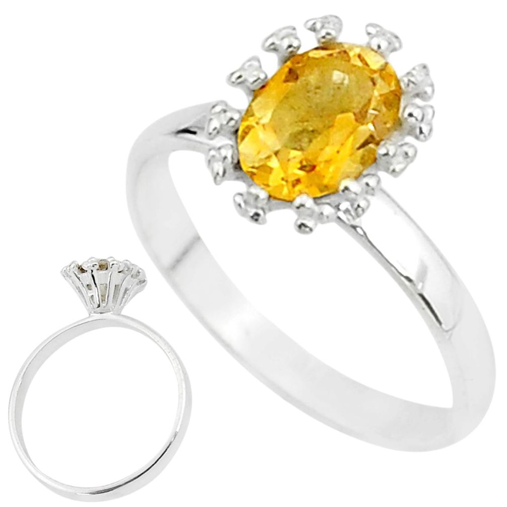 2.17cts solitaire natural yellow citrine 925 sterling silver ring size 7 t7220