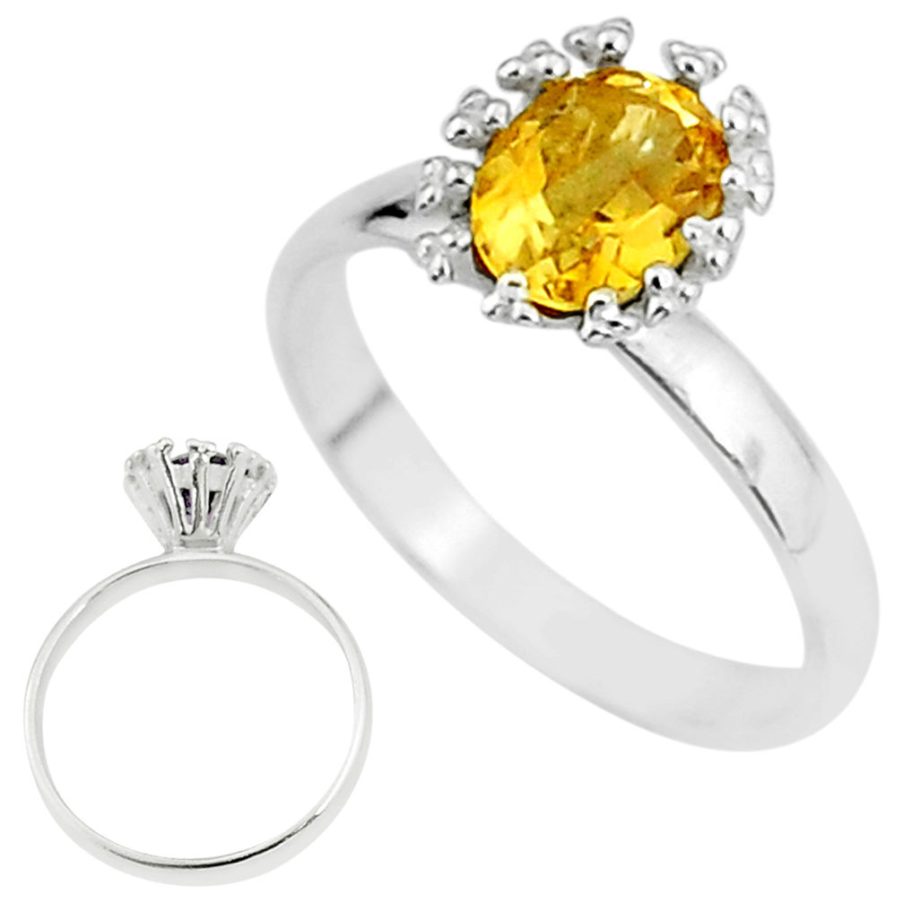 2.22cts solitaire natural yellow citrine 925 sterling silver ring size 7 t7222