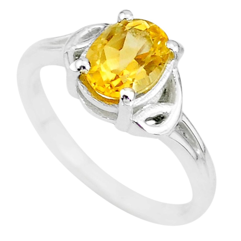 1.98cts solitaire natural yellow citrine 925 sterling silver ring size 7 t7980