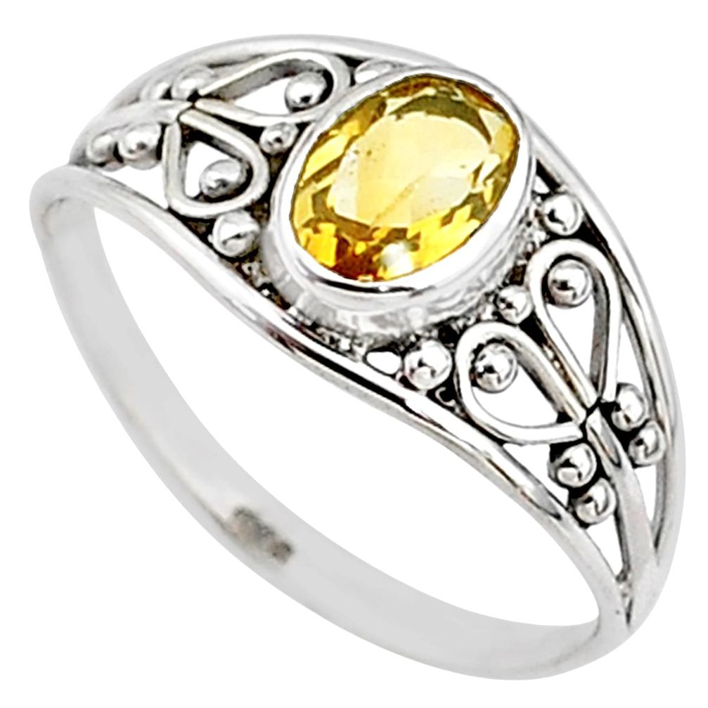 1.29cts natural yellow citrine 925 silver graduation handmade ring size 7 t9531