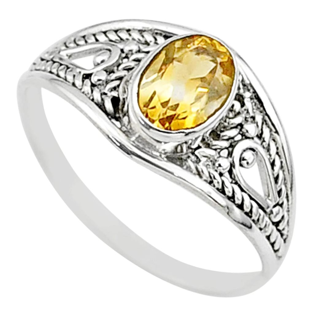 1.58cts natural yellow citrine 925 silver graduation handmade ring size 7 t9649