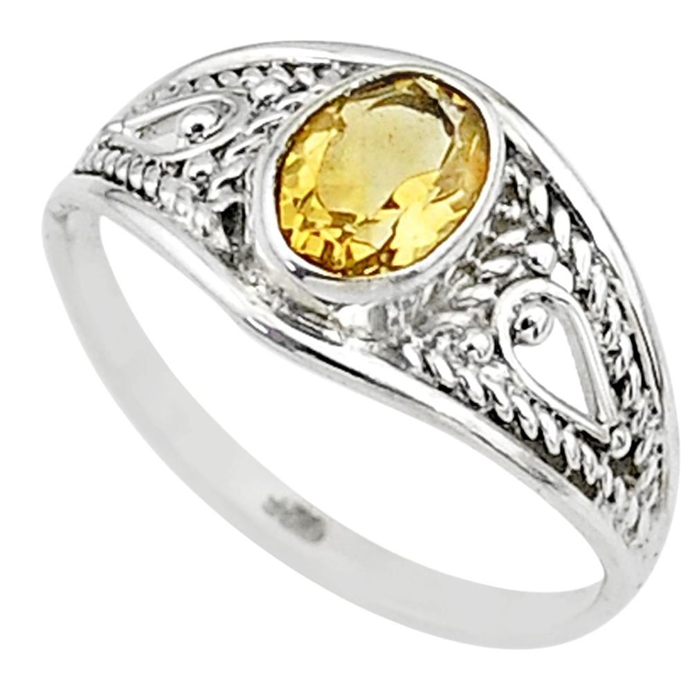 1.48cts natural yellow citrine 925 silver graduation handmade ring size 7 t9664