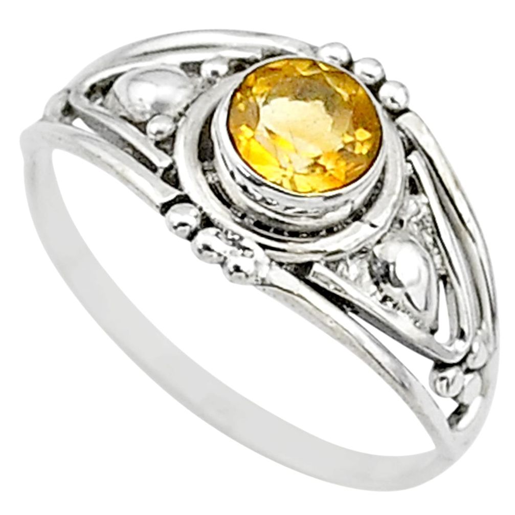 0.75cts natural yellow citrine 925 silver graduation handmade ring size 7 t9698