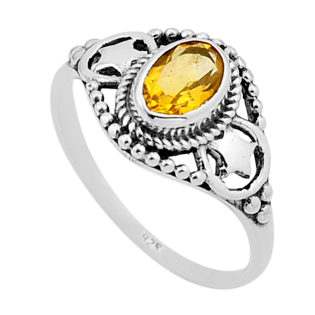 1.37cts solitaire natural yellow citrine 925 sterling silver ring size 8 n54698