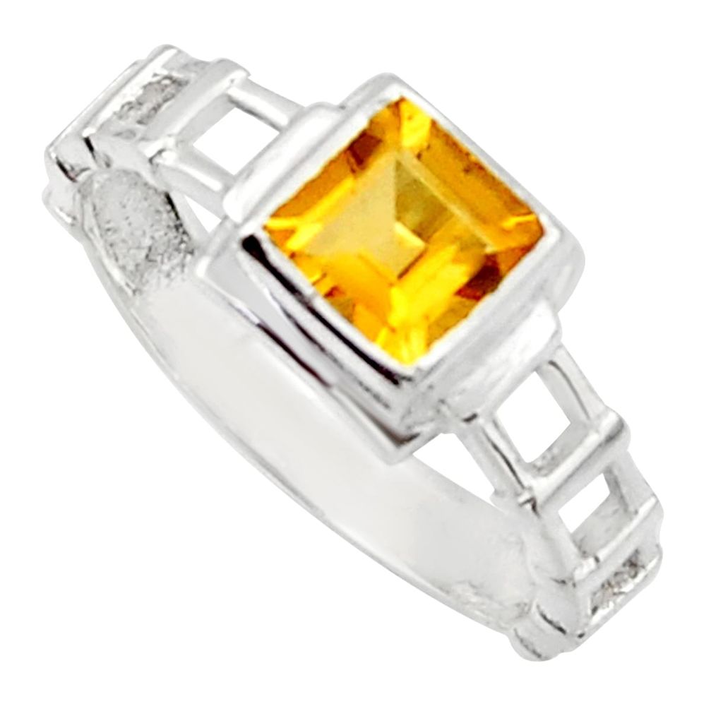 1.30cts solitaire natural yellow citrine 925 sterling silver ring size 8 r40606