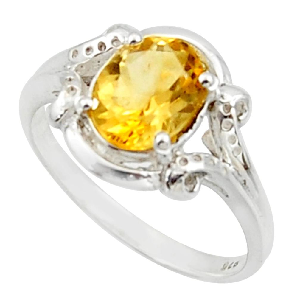 3.26cts solitaire natural yellow citrine 925 sterling silver ring size 8 r40688
