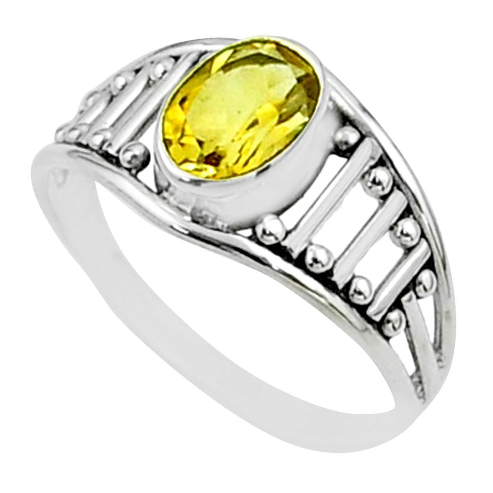 1.58cts solitaire natural yellow citrine 925 sterling silver ring size 8 t51925