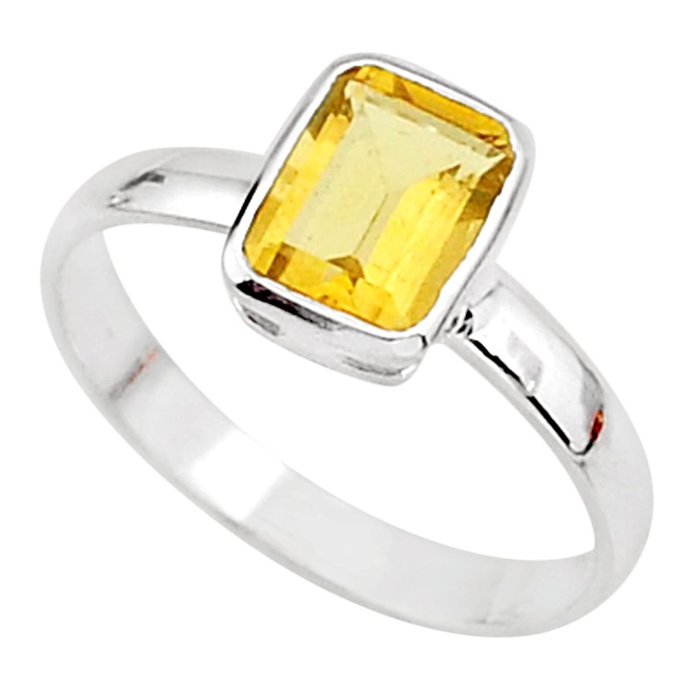 1.88cts solitaire natural yellow citrine 925 sterling silver ring size 8 t7269