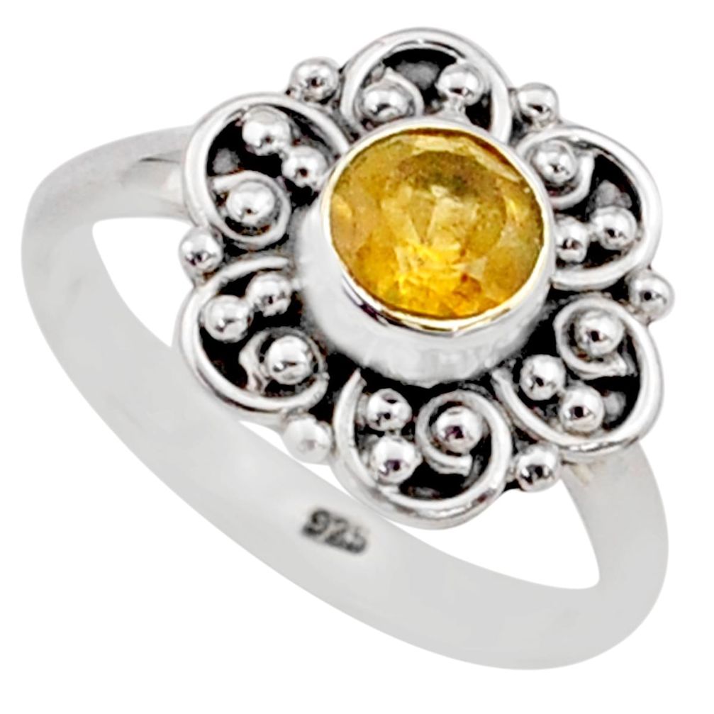 1.10cts solitaire natural yellow citrine 925 sterling silver ring size 8 t78362