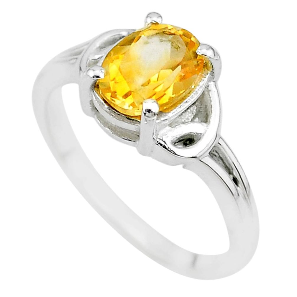 2.12cts solitaire natural yellow citrine 925 sterling silver ring size 8 t7951