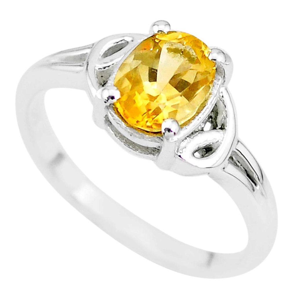 2.31cts solitaire natural yellow citrine 925 sterling silver ring size 8 t7981