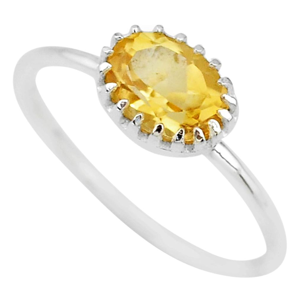 1.86cts solitaire natural yellow citrine 925 sterling silver ring size 8 t8110