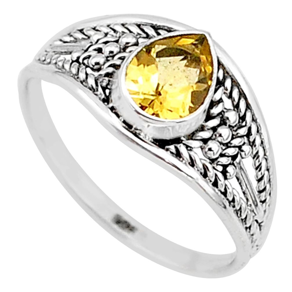 1.29cts natural yellow citrine 925 silver graduation handmade ring size 8 t9598
