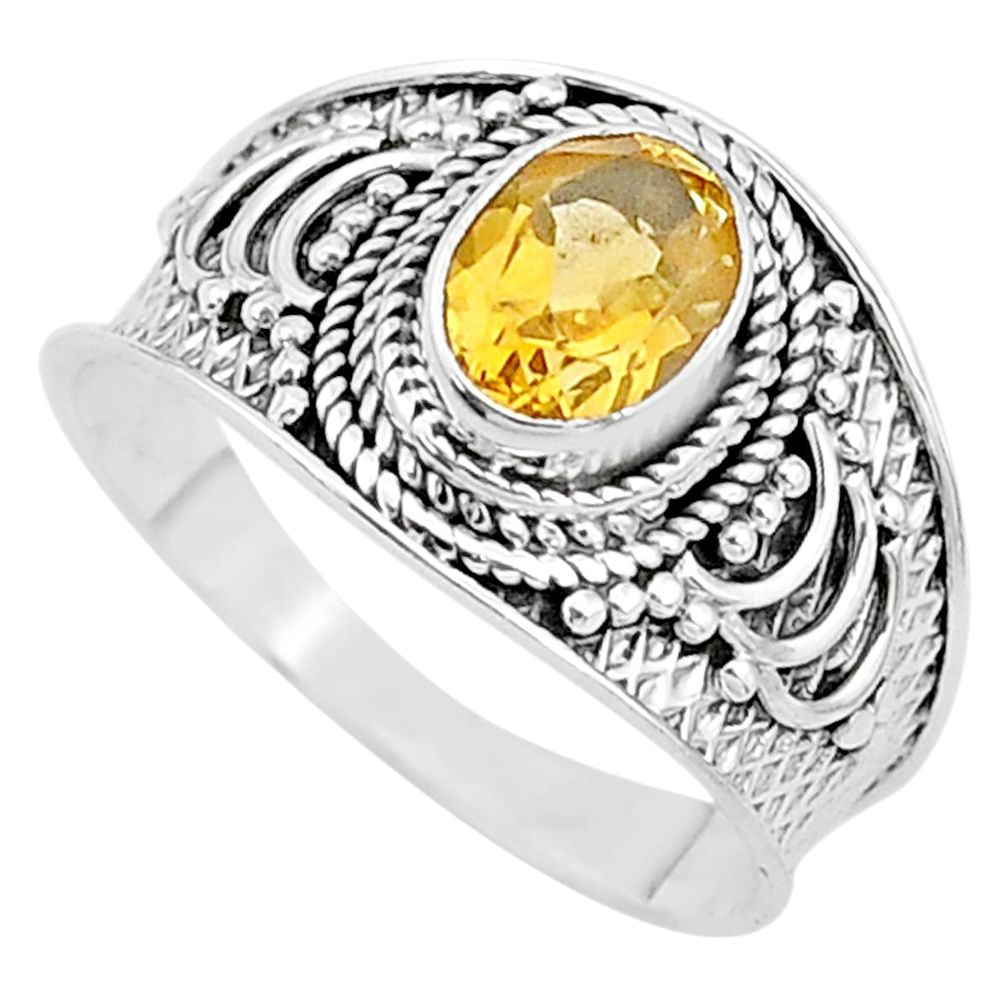 2.01cts solitaire natural yellow citrine 925 sterling silver ring size 9 t10103