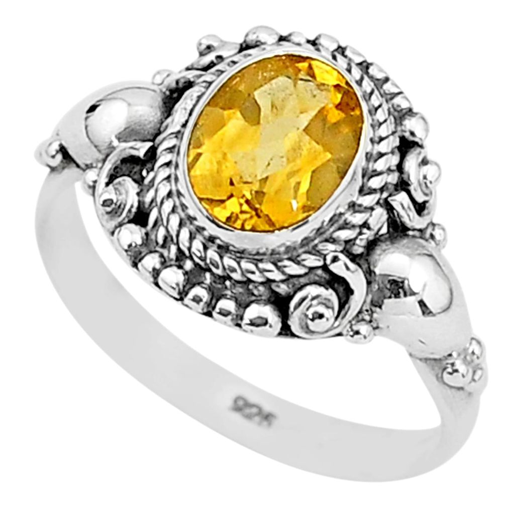 2.17cts solitaire natural yellow citrine 925 sterling silver ring size 9 t3969