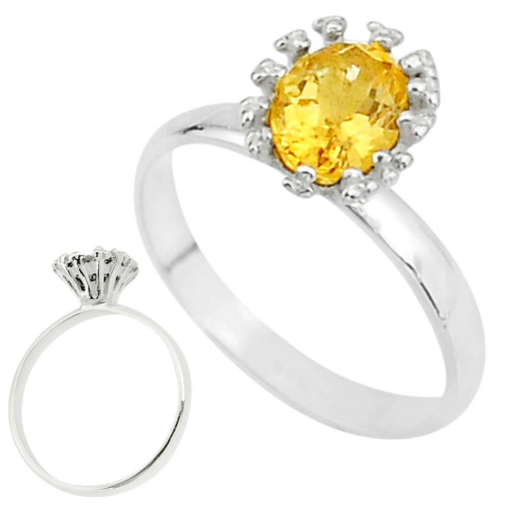 2.30cts solitaire natural yellow citrine 925 sterling silver ring size 9 t7252