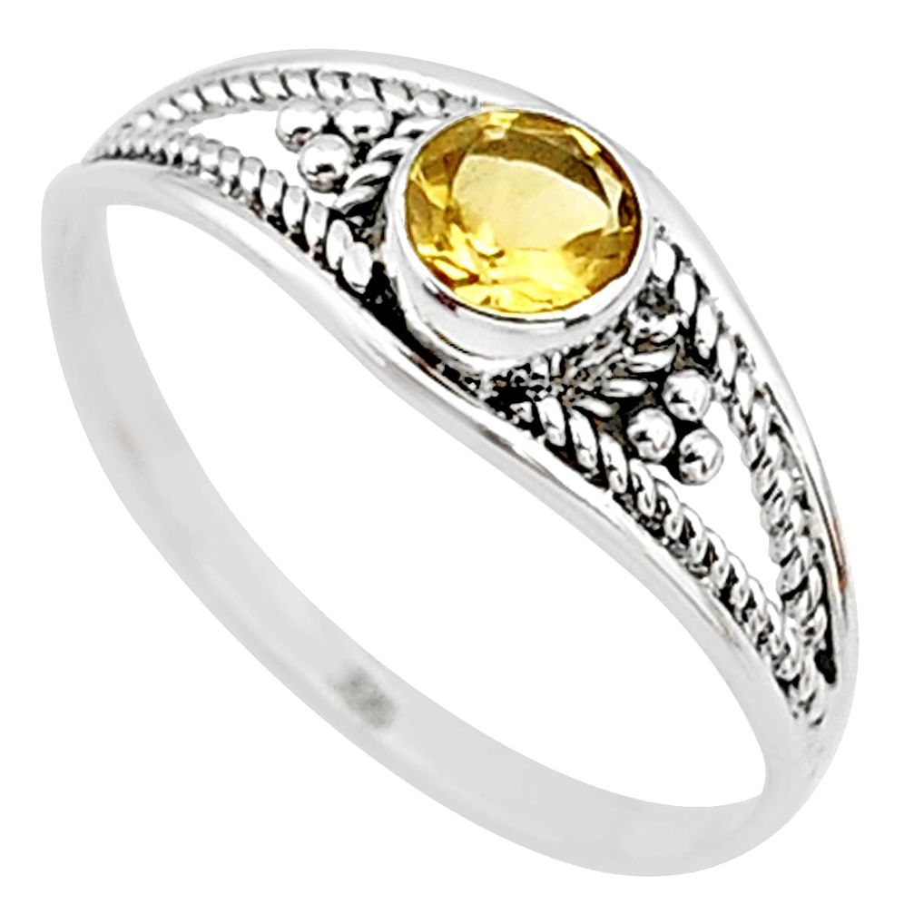 0.74cts natural yellow citrine 925 silver graduation handmade ring size 9 t9334