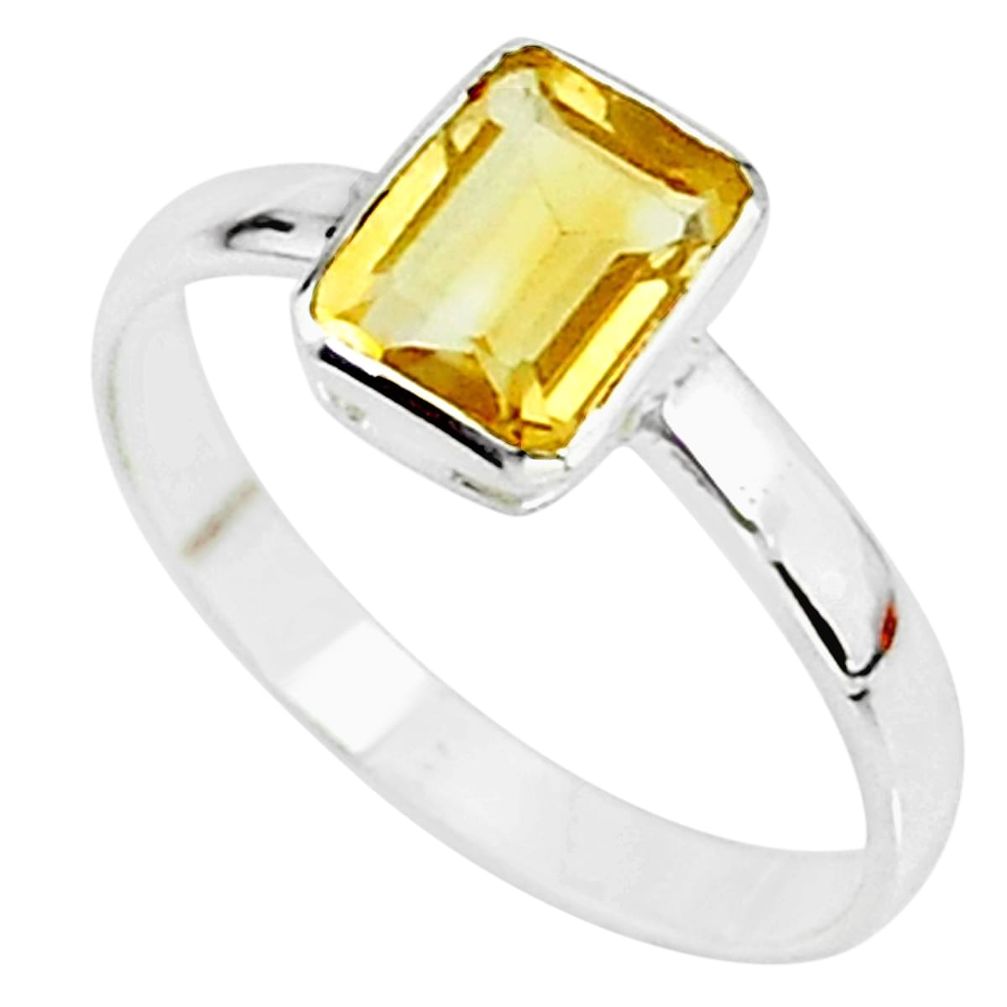 2.27cts solitaire natural yellow citrine 925 sterling silver ring size 8.5 t7268