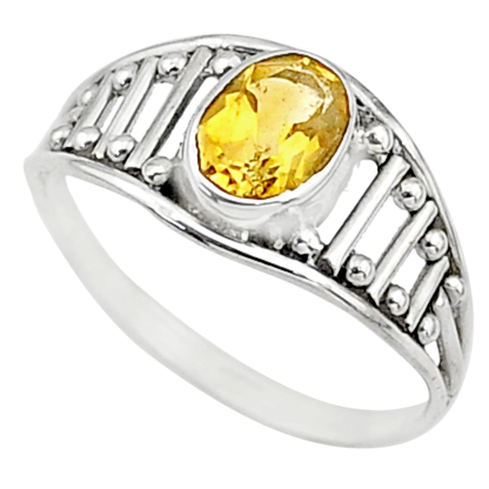 1.57cts natural yellow citrine silver graduation handmade ring size 6.5 t9449