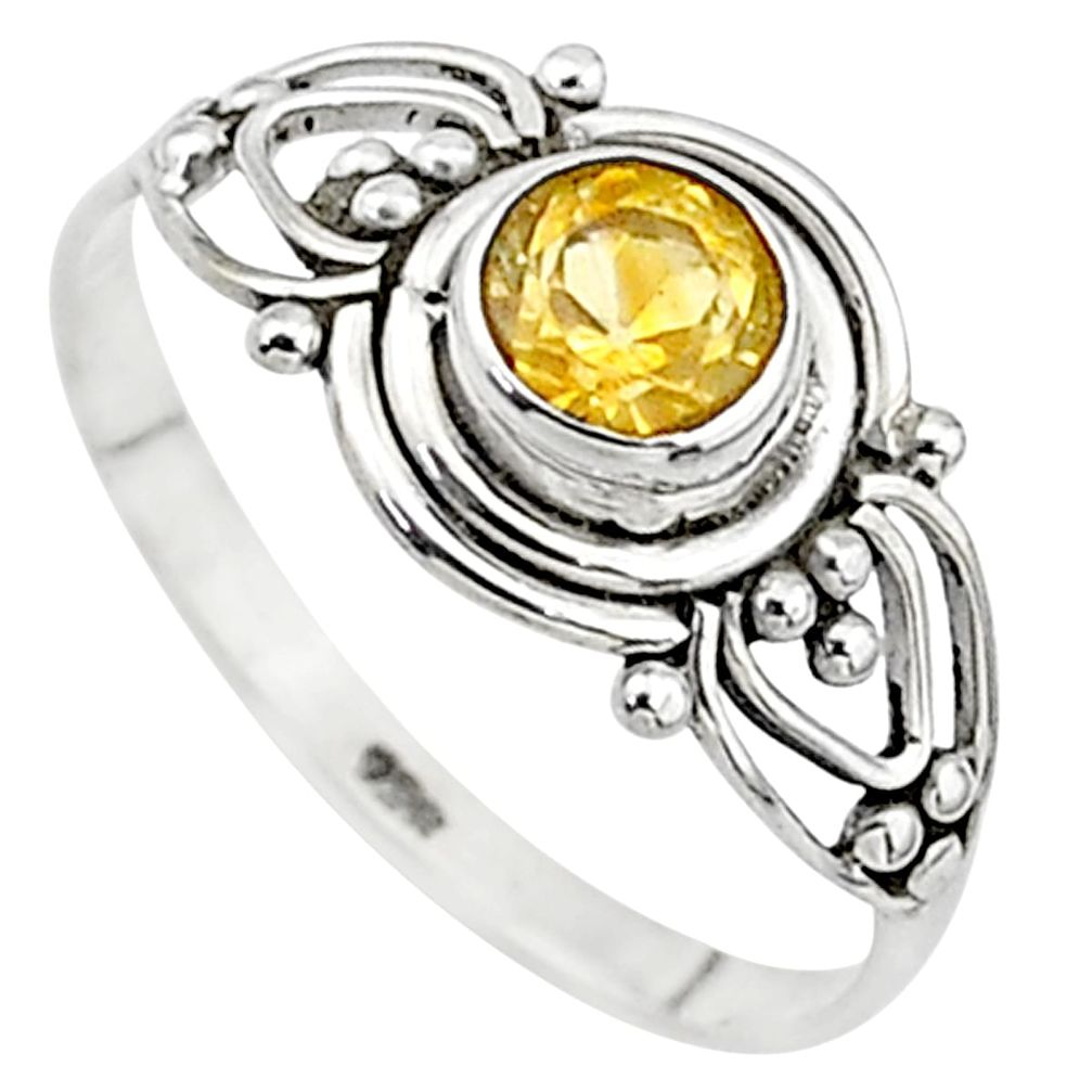 0.74cts natural yellow citrine silver graduation handmade ring size 7.5 t9603