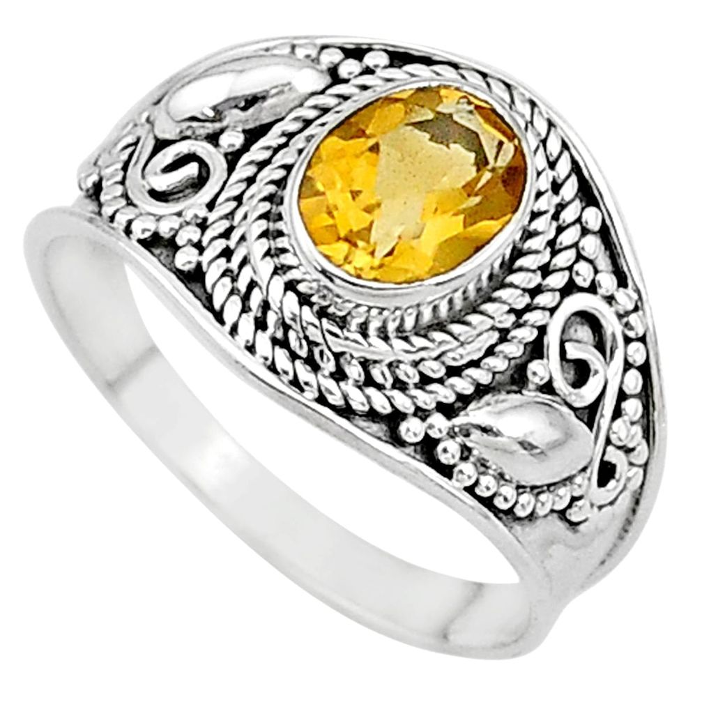 2.17cts solitaire natural yellow citrine oval 925 silver ring size 8.5 t10126