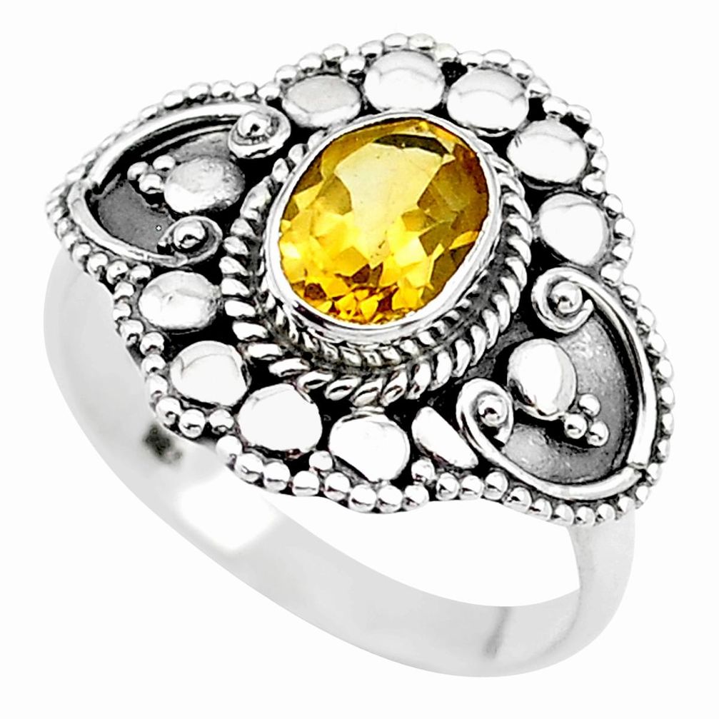 2.02cts solitaire natural yellow citrine oval 925 silver ring size 8.5 t19929