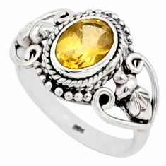 2.00cts solitaire natural yellow citrine oval shape silver ring size 7 t78293