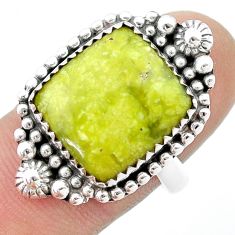 8.57cts solitaire natural yellow lizardite 925 silver ring jewelry size 8 u39449